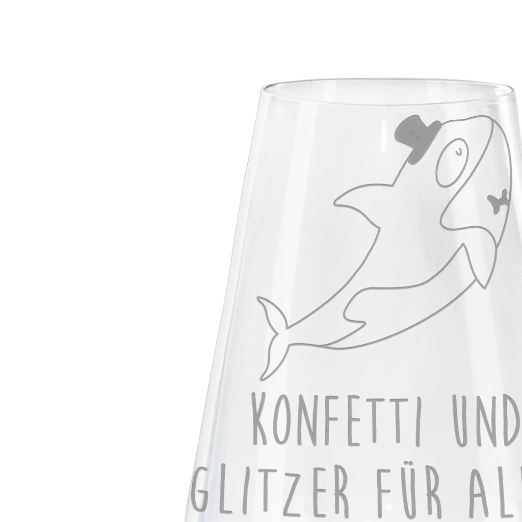 Weißwein Glas Orca Zylinder Weißweinglas, Weinglas, Weißwein Glas, Weinglas mit Gravur, Geschenk für Weinliebhaber, Spülmaschinenfeste Weingläser, Hochwertige Weinaccessoires, Meerestiere, Meer, Urlaub, Narwal, Glitter, Konfetti, Glitzer, Geburtstag, Feier, Fete, Fest, Glückwunsch, Orca