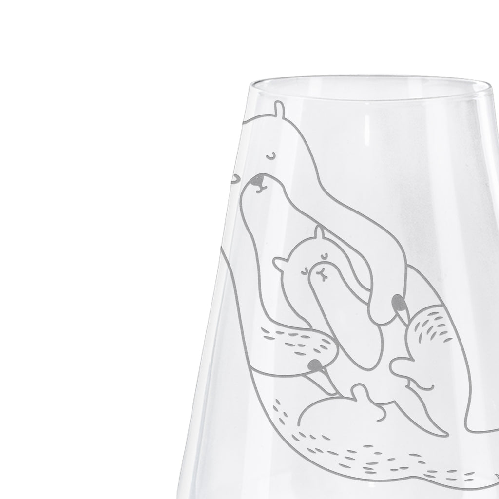 Weißwein Glas Otter mit Kind Weißweinglas, Weinglas, Weißwein Glas, Weinglas mit Gravur, Geschenk für Weinliebhaber, Spülmaschinenfeste Weingläser, Hochwertige Weinaccessoires, Otter, Fischotter, Seeotter, Otter Seeotter See Otter