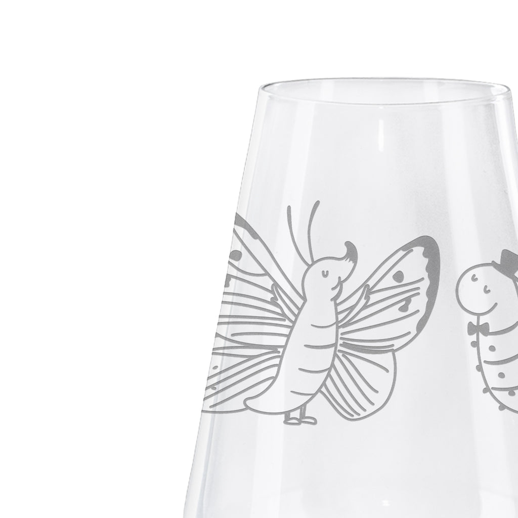 Weißwein Glas Raupe & Schmetterling Weißweinglas, Weinglas, Weißwein Glas, Weinglas mit Gravur, Geschenk für Weinliebhaber, Spülmaschinenfeste Weingläser, Hochwertige Weinaccessoires, Tiermotive, Gute Laune, lustige Sprüche, Tiere, Raupe, Schmetterling, Zitronenfalter, Entwicklung, Erwachsen werden, Kokon, Hut, Hütchen, Schönheit, Aufwachsen