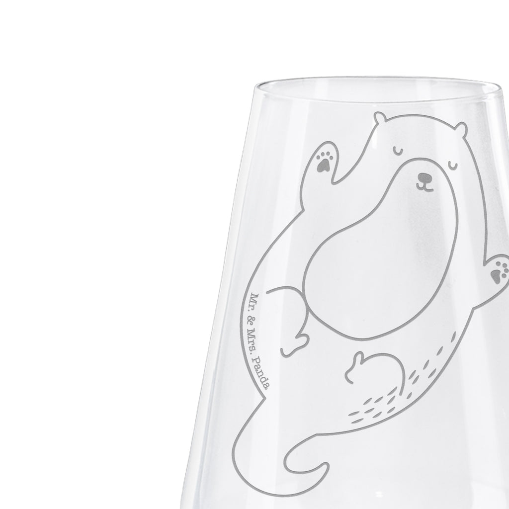 Weißwein Glas Otter Umarmen Weißweinglas, Weinglas, Weißwein Glas, Weinglas mit Gravur, Geschenk für Weinliebhaber, Spülmaschinenfeste Weingläser, Hochwertige Weinaccessoires, Otter, Fischotter, Seeotter, Otter Seeotter See Otter