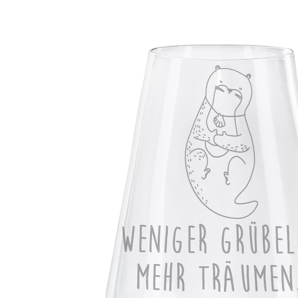 Weißwein Glas Otter mit Muschelmedaillon Weißweinglas, Weinglas, Weißwein Glas, Weinglas mit Gravur, Geschenk für Weinliebhaber, Spülmaschinenfeste Weingläser, Hochwertige Weinaccessoires, Otter, Fischotter, Seeotter, Otterliebe, grübeln, träumen, Motivation, Tagträumen, Büro