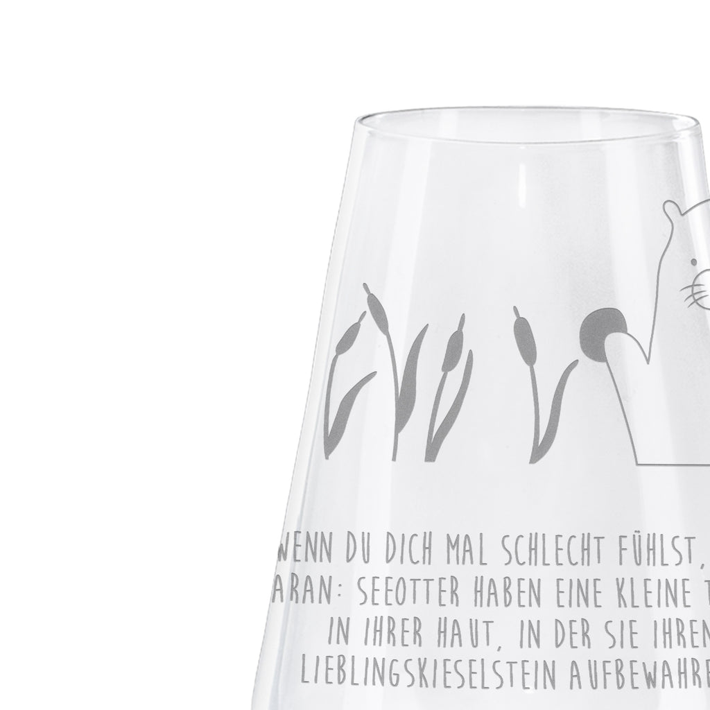 Weißwein Glas Otter mit Stein Weißweinglas, Weinglas, Weißwein Glas, Weinglas mit Gravur, Geschenk für Weinliebhaber, Spülmaschinenfeste Weingläser, Hochwertige Weinaccessoires, Otter, Fischotter, Seeotter, Otter Seeotter See Otter