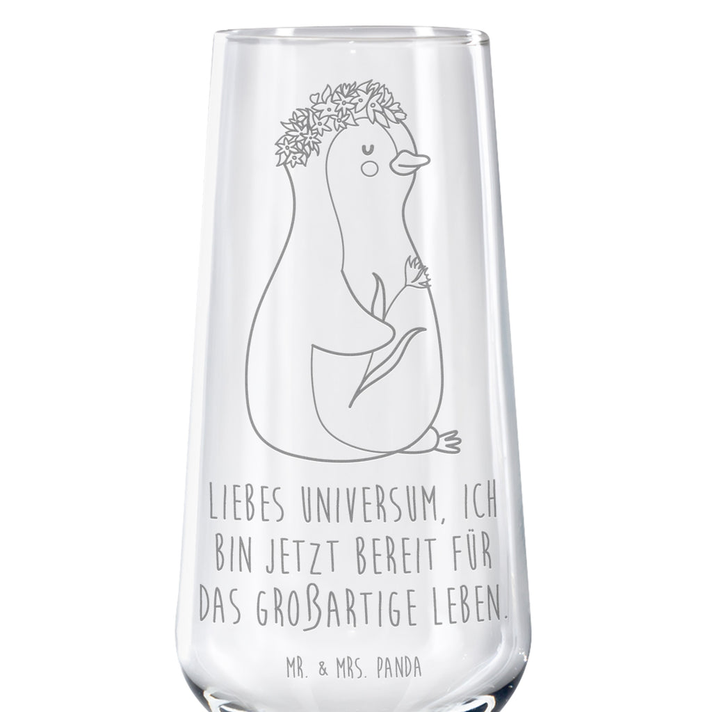 Sektglas Pinguin Blumenkranz Sektglas, Sektglas mit Gravur, Spülmaschinenfeste Sektgläser, Pinguin, Pinguine, Blumenkranz, Universum, Leben, Wünsche, Ziele, Lebensziele, Motivation, Lebenslust, Liebeskummer, Geschenkidee