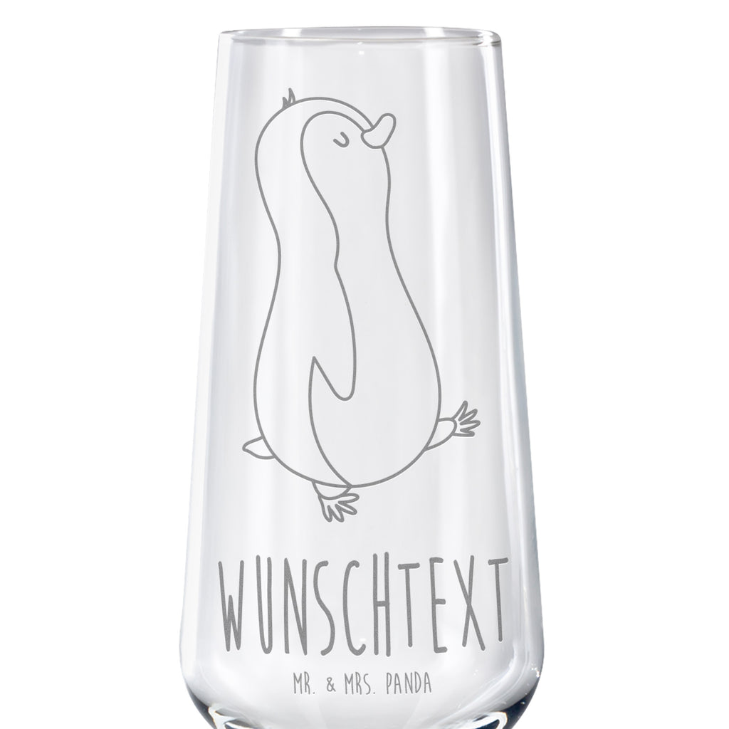 Personalisiertes Sektglas Pinguin marschierend Sektglas, Sektglas mit Gravur, Spülmaschinenfeste Sektgläser, Pinguin, Pinguine, Frühaufsteher, Langschläfer, Bruder, Schwester, Familie