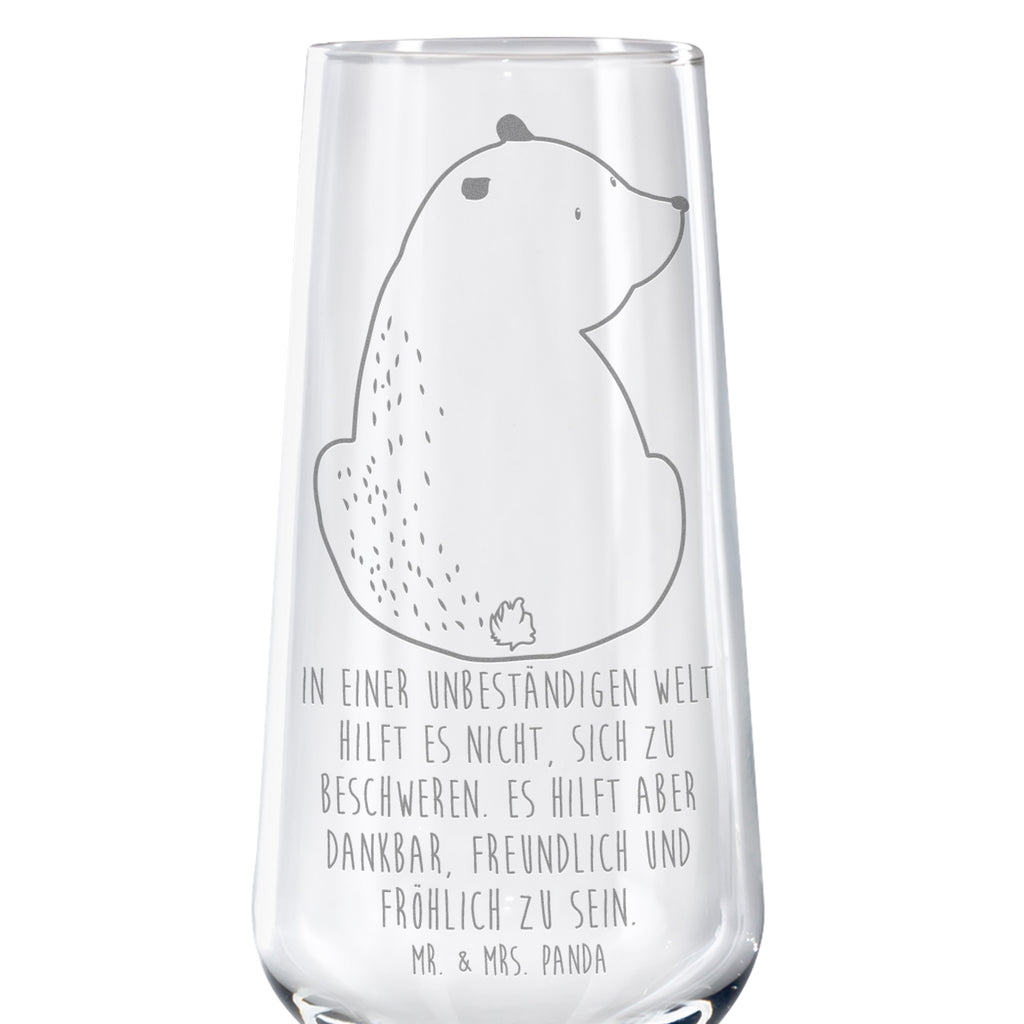 Sektglas Bär Schulterblick Sektglas, Sektglas mit Gravur, Spülmaschinenfeste Sektgläser, Bär, Teddy, Teddybär, Selbstachtung, Weltansicht, Motivation, Bären, Bärenliebe, Weisheit