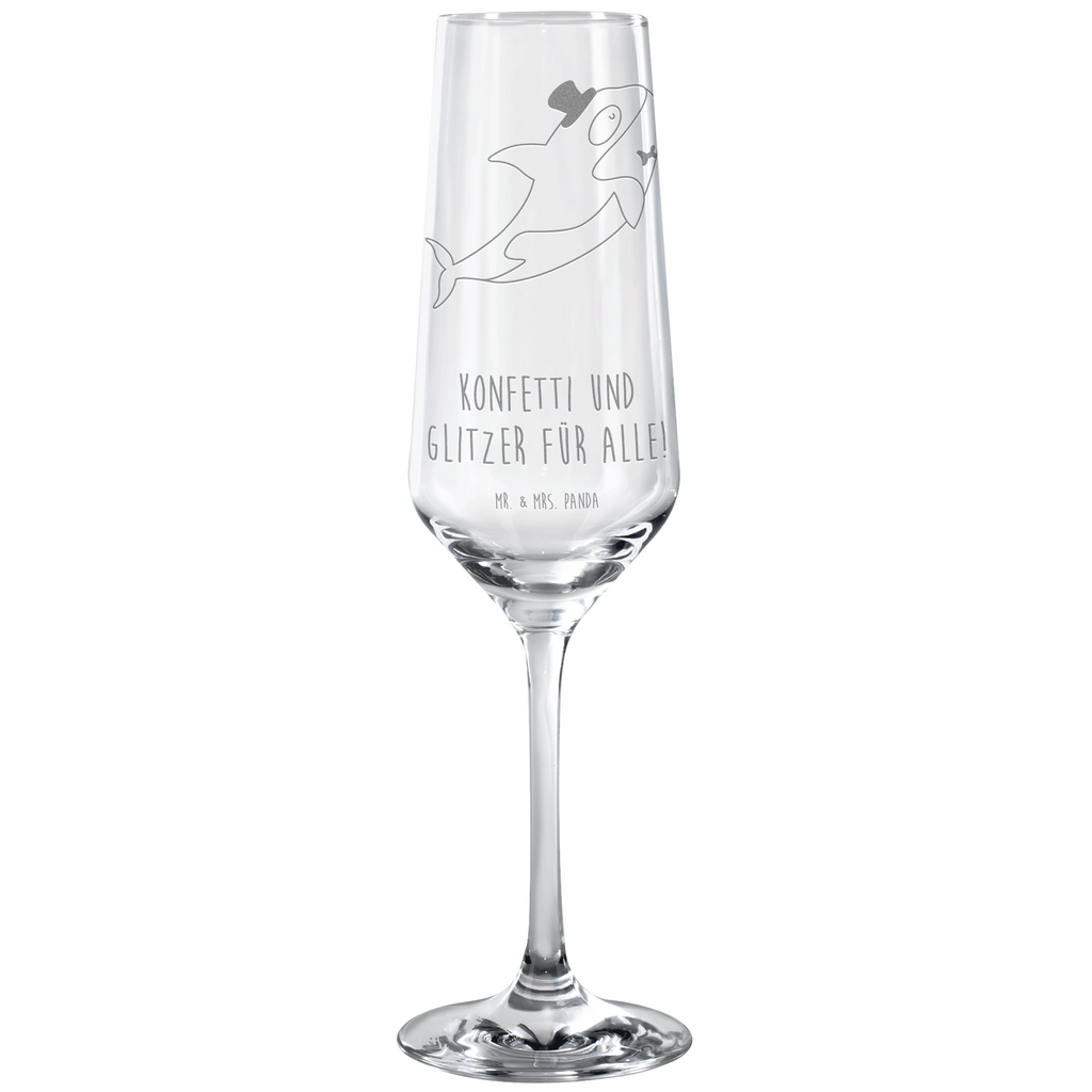 Sektglas Orca Zylinder Sektglas, Sektglas mit Gravur, Spülmaschinenfeste Sektgläser, Meerestiere, Meer, Urlaub, Narwal, Glitter, Konfetti, Glitzer, Geburtstag, Feier, Fete, Fest, Glückwunsch, Orca