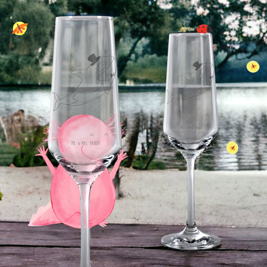 Sektglas Orca Zylinder Sektglas, Sektglas mit Gravur, Spülmaschinenfeste Sektgläser, Meerestiere, Meer, Urlaub, Narwal, Glitter, Konfetti, Glitzer, Geburtstag, Feier, Fete, Fest, Glückwunsch, Orca