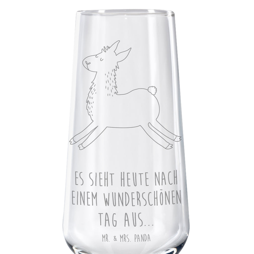 Sektglas Lama springend Sektglas, Sektglas mit Gravur, Spülmaschinenfeste Sektgläser, Lama, Alpaka, Lamas, Lieblingstag, Happy day, fröhlich, Glück, Freundin, Liebeskummer, Neustart, guten Morgen, Start, Prüfung, Abitur