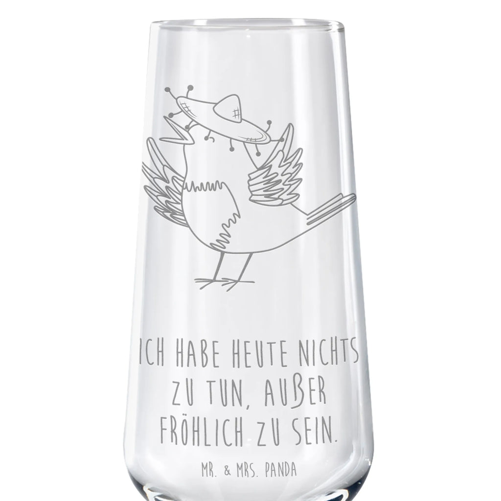 Sektglas Rabe mit Sombrero Sektglas, Sektglas mit Gravur, Spülmaschinenfeste Sektgläser, Tiermotive, Gute Laune, lustige Sprüche, Tiere, Rabe, Vogel, Vögel, Spruch positiv, fröhlich sein, glücklich sein, Glück Spruch, froh, Elster, Motivation