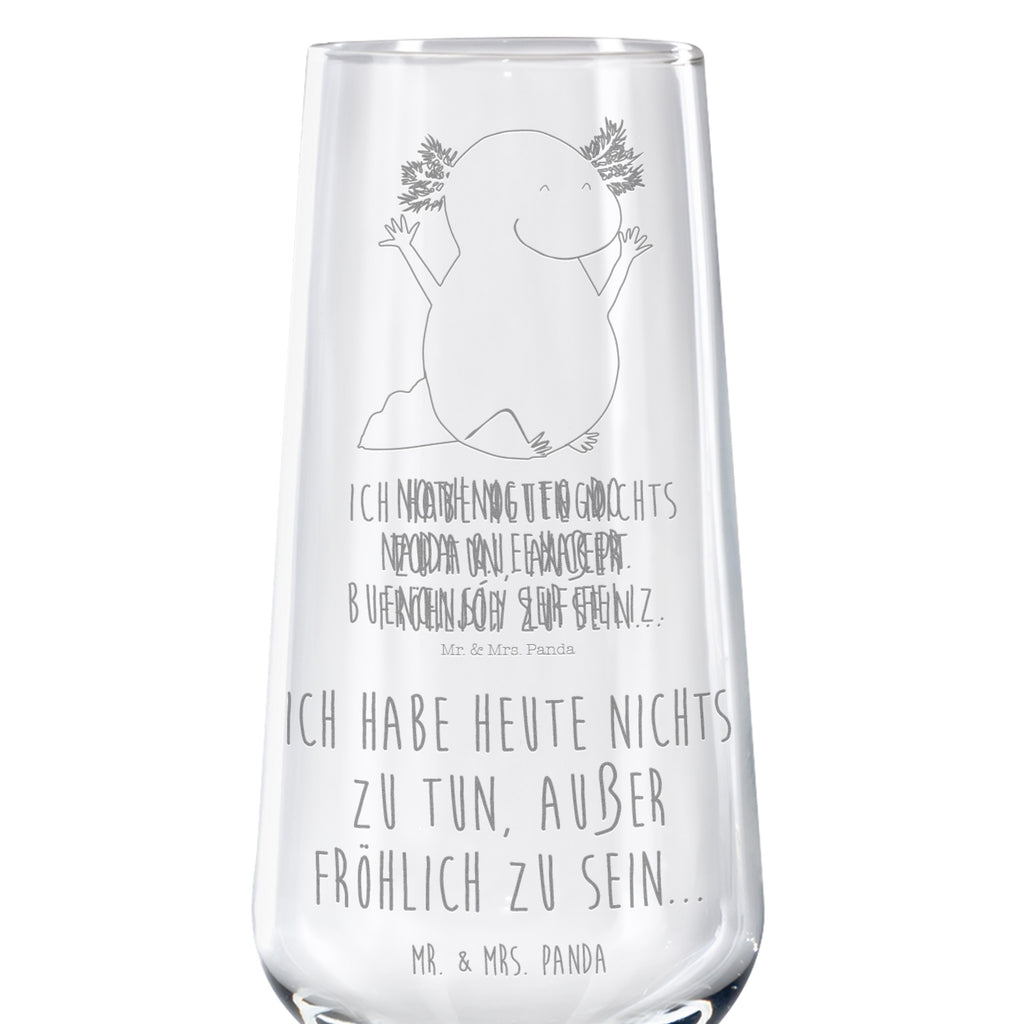 Sektglas Axolotl Hurra Sektglas, Sektglas mit Gravur, Spülmaschinenfeste Sektgläser, Axolotl, Molch, Axolot, Schwanzlurch, Lurch, Lurche, fröhlich, Spaß, Freude, Motivation, Zufriedenheit