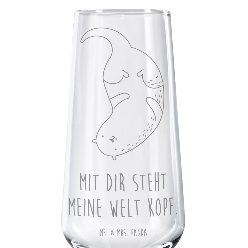 Sektglas Otter kopfüber Sektglas, Sektglas mit Gravur, Spülmaschinenfeste Sektgläser, Otter, Fischotter, Seeotter, Otter Seeotter See Otter