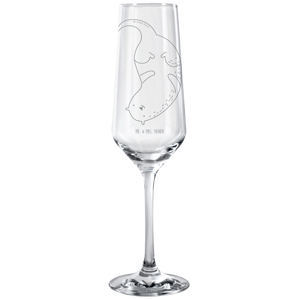 Sektglas Otter kopfüber Sektglas, Sektglas mit Gravur, Spülmaschinenfeste Sektgläser, Otter, Fischotter, Seeotter, Otter Seeotter See Otter