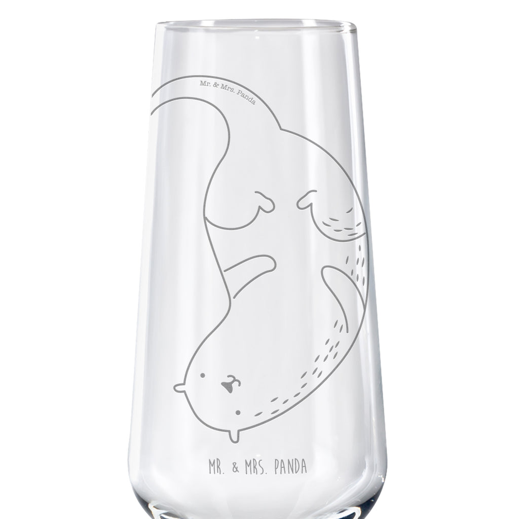 Sektglas Otter kopfüber Sektglas, Sektglas mit Gravur, Spülmaschinenfeste Sektgläser, Otter, Fischotter, Seeotter, Otter Seeotter See Otter