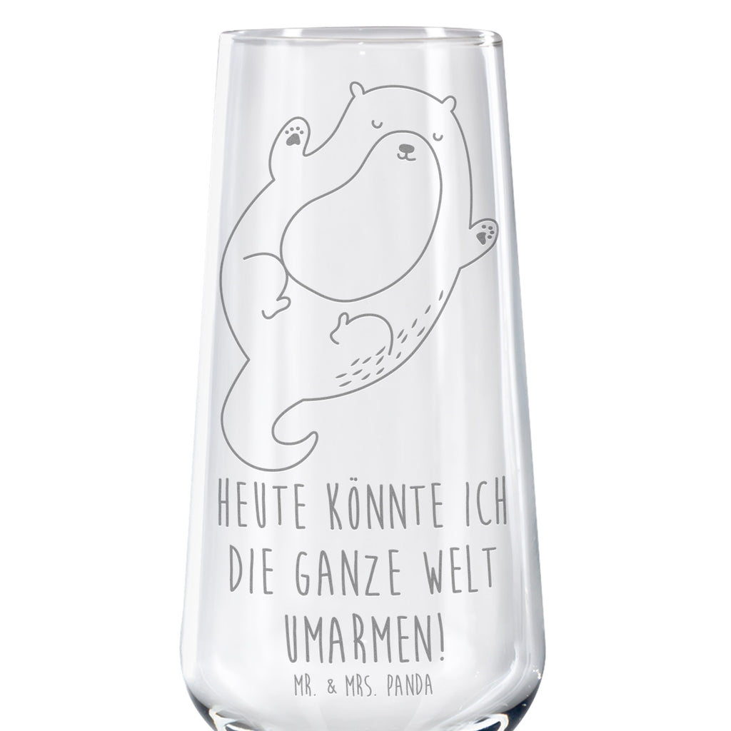 Sektglas Otter Umarmen Sektglas, Sektglas mit Gravur, Spülmaschinenfeste Sektgläser, Otter, Fischotter, Seeotter, Otter Seeotter See Otter