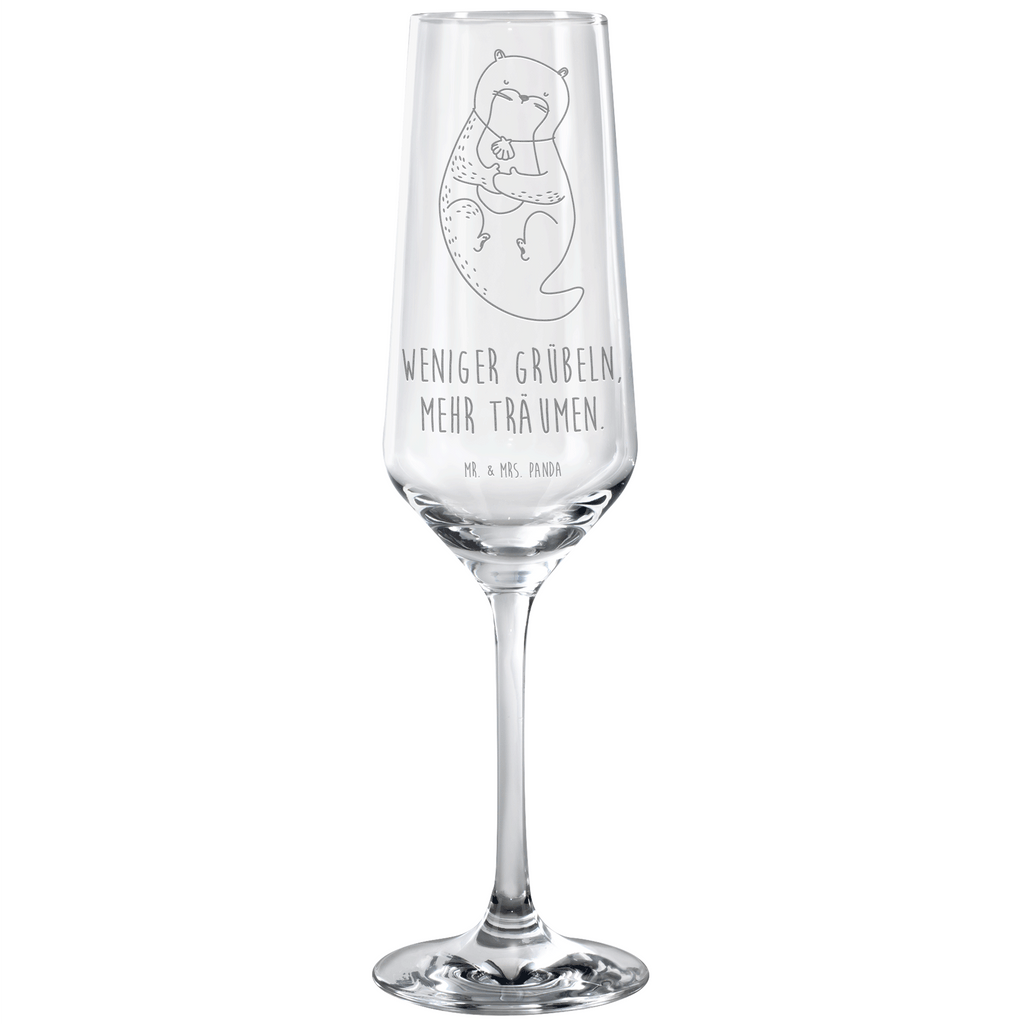 Sektglas Otter mit Muschelmedaillon Sektglas, Sektglas mit Gravur, Spülmaschinenfeste Sektgläser, Otter, Fischotter, Seeotter, Otterliebe, grübeln, träumen, Motivation, Tagträumen, Büro