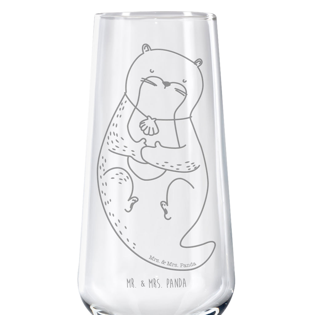 Sektglas Otter mit Muschelmedaillon Sektglas, Sektglas mit Gravur, Spülmaschinenfeste Sektgläser, Otter, Fischotter, Seeotter, Otterliebe, grübeln, träumen, Motivation, Tagträumen, Büro