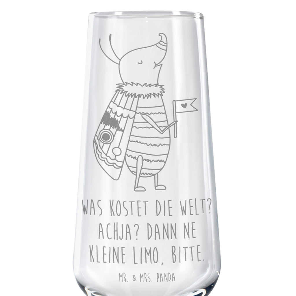 Sektglas Nachtfalter mit Fähnchen Sektglas, Sektglas mit Gravur, Spülmaschinenfeste Sektgläser, Tiermotive, Gute Laune, lustige Sprüche, Tiere, Nachtfalter, Käfer, Spruch lustig, Spruch witzig, süß, niedlich, Küche Deko, Was kostet die Welt