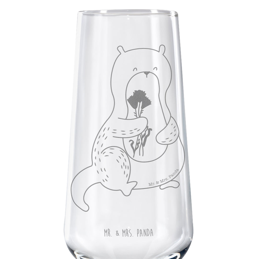 Sektglas Otter Blumenstrauß Sektglas, Sektglas mit Gravur, Spülmaschinenfeste Sektgläser, Otter, Fischotter, Seeotter, Otter Seeotter See Otter