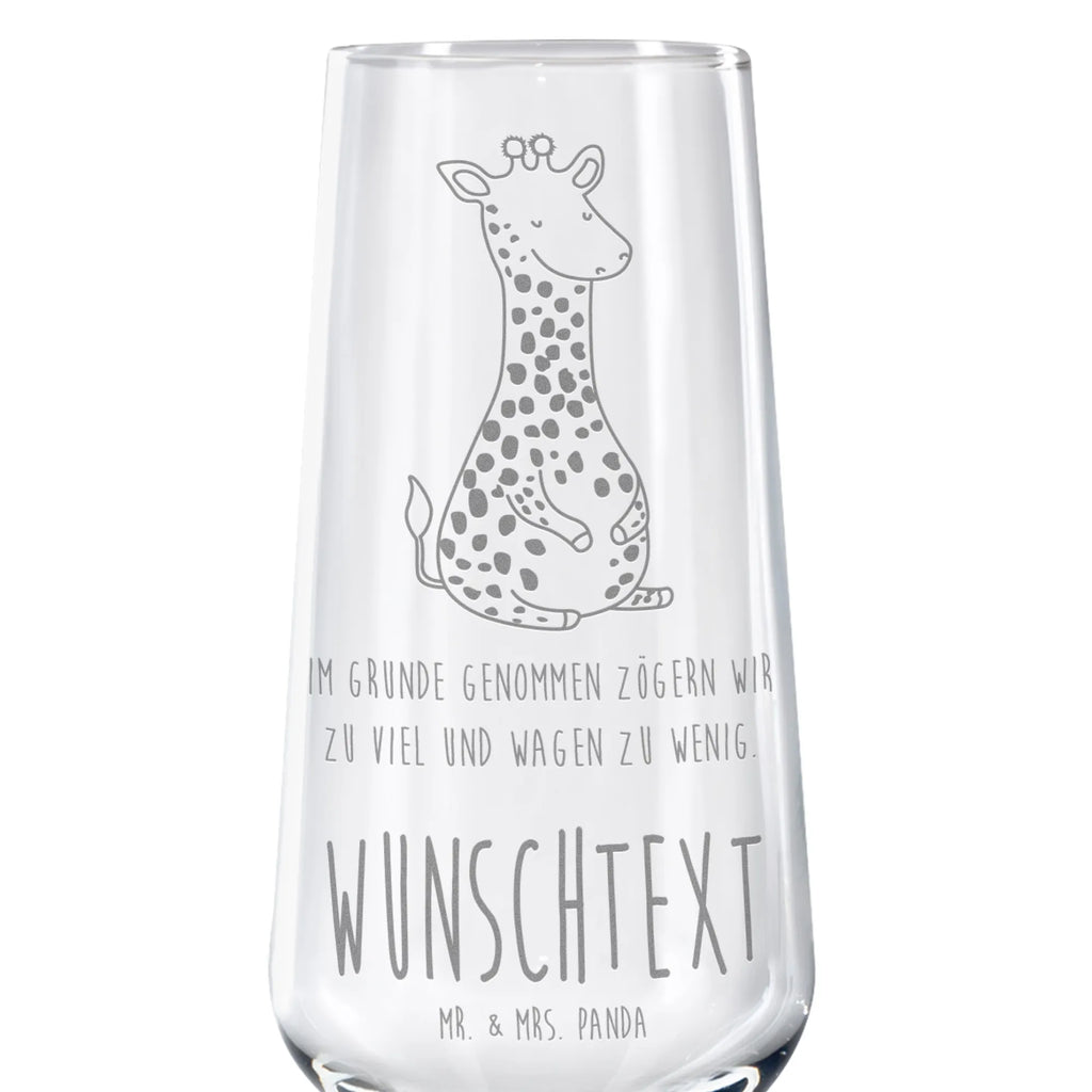 Personalisiertes Sektglas Giraffe Zufrieden Sektglas, Sektglas mit Gravur, Spülmaschinenfeste Sektgläser, Afrika, Wildtiere, Giraffe, Zufrieden, Glück, Abenteuer