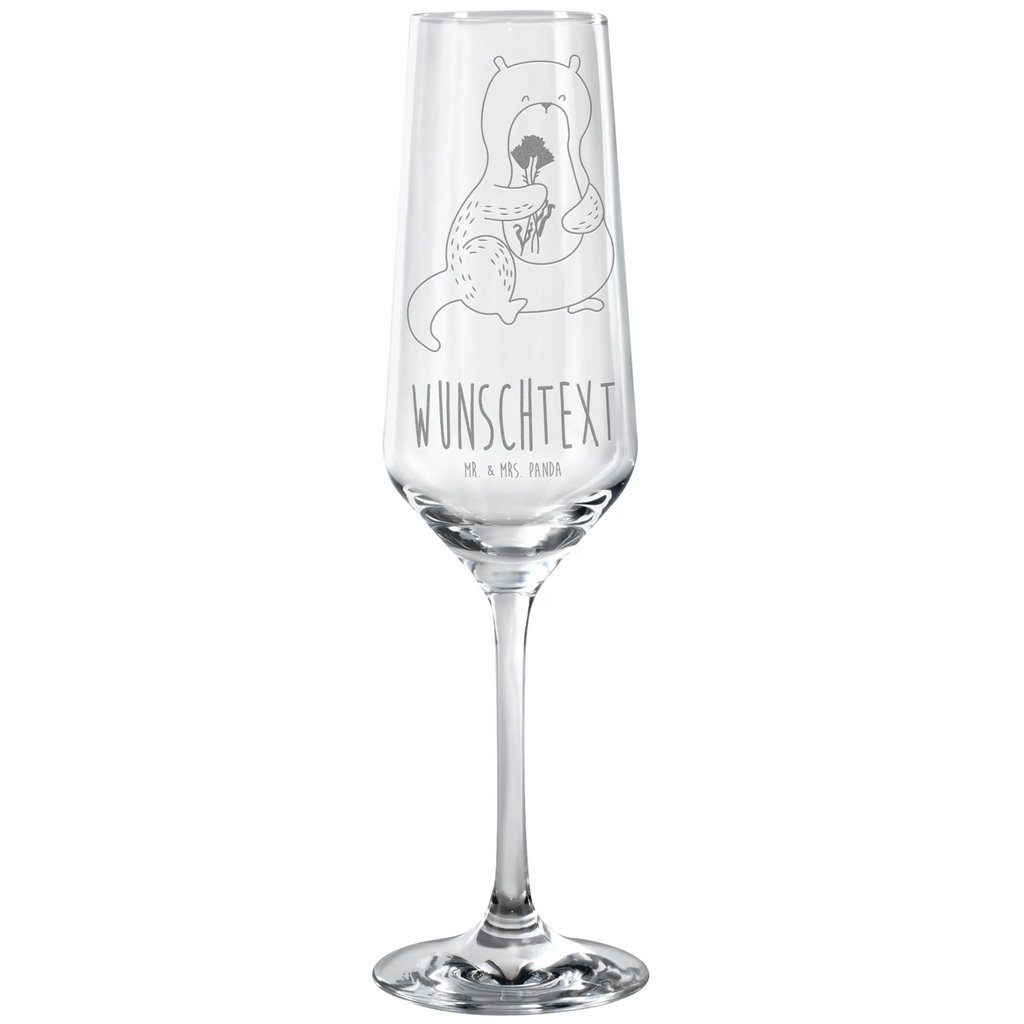 Personalisiertes Sektglas Otter Blumenstrauß Sektglas, Sektglas mit Gravur, Spülmaschinenfeste Sektgläser, Otter, Fischotter, Seeotter, Otter Seeotter See Otter