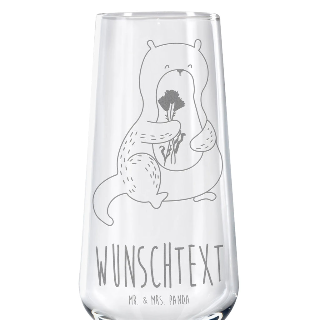 Personalisiertes Sektglas Otter Blumenstrauß Sektglas, Sektglas mit Gravur, Spülmaschinenfeste Sektgläser, Otter, Fischotter, Seeotter, Otter Seeotter See Otter