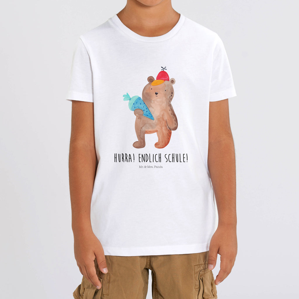 Organic Kinder T-Shirt Bär Schultüte Kinder T-Shirt, Kinder T-Shirt Mädchen, Kinder T-Shirt Jungen, Bär, Teddy, Teddybär, Bär Motiv, Schultüte, Erster Schultag Geschenk, Einschulung Geschenk, Schule Geschenk, Grundschule, Schulanfang, Schulbeginn