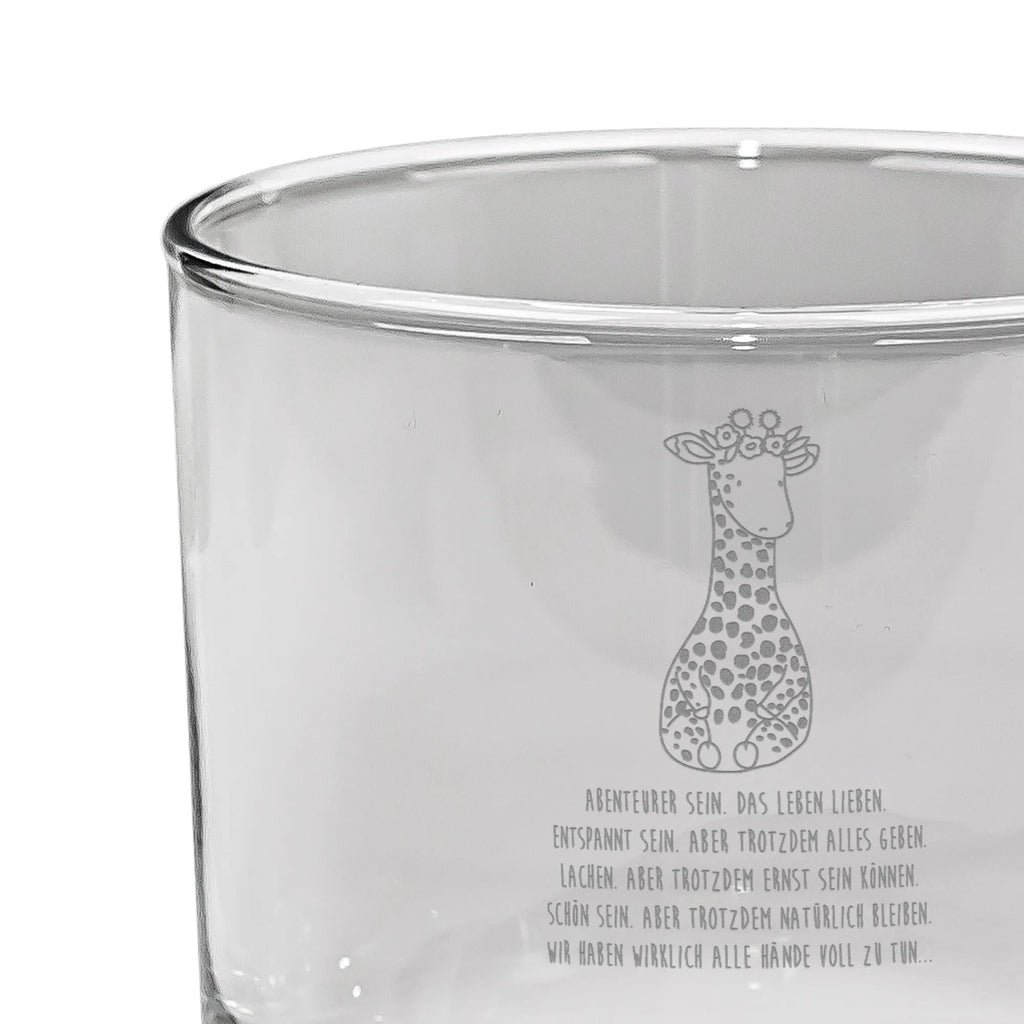 Personalisiertes Whiskey Glas Giraffe Blumenkranz Whiskeylgas, Whiskey Glas, Whiskey Glas mit Gravur, Whiskeyglas mit Spruch, Whiskey Glas mit Sprüchen, Afrika, Wildtiere, Giraffe, Blumenkranz, Abenteurer, Selbstliebe, Freundin