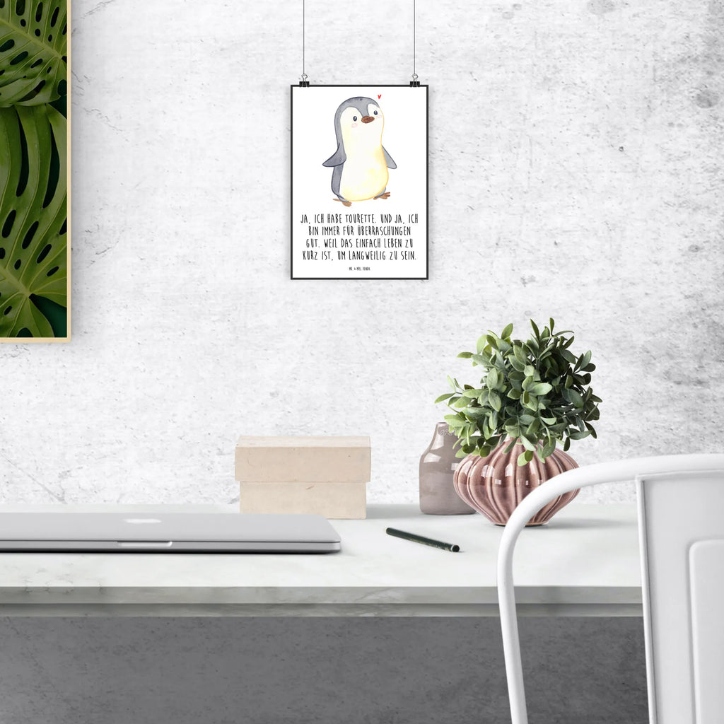 Poster Pinguin Tourette Poster, Wandposter, Bild, Wanddeko, Küchenposter, Kinderposter, Wanddeko Bild, Raumdekoration, Wanddekoration, Handgemaltes Poster, Mr. & Mrs. Panda Poster, Designposter, Kunstdruck, Posterdruck, Tourette, Tourette Syndrom, neuro-psychiatrische Erkrankung, Tics, Ticstörung