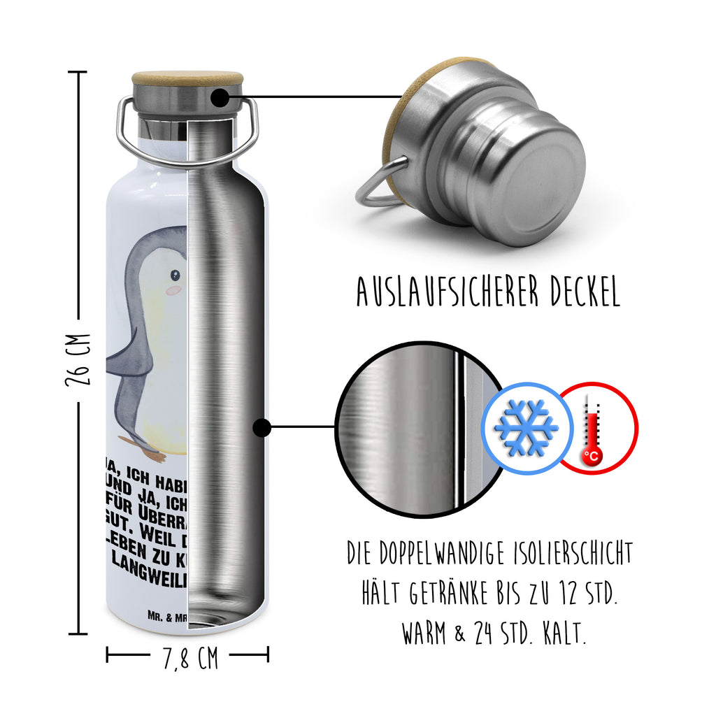 Trinkflasche Pinguin Tourette Thermosflasche, Isolierflasche, Edelstahl, Trinkflasche, isoliert, Wamrhaltefunktion, Sportflasche, Flasche zum Sport, Sportlerflasche, Tourette, Tourette Syndrom, neuro-psychiatrische Erkrankung, Tics, Ticstörung