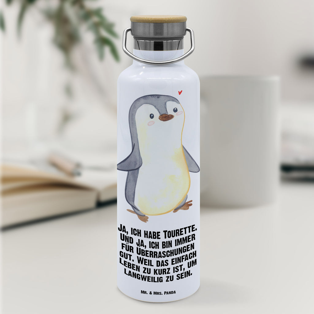 Trinkflasche Pinguin Tourette Thermosflasche, Isolierflasche, Edelstahl, Trinkflasche, isoliert, Wamrhaltefunktion, Sportflasche, Flasche zum Sport, Sportlerflasche, Tourette, Tourette Syndrom, neuro-psychiatrische Erkrankung, Tics, Ticstörung