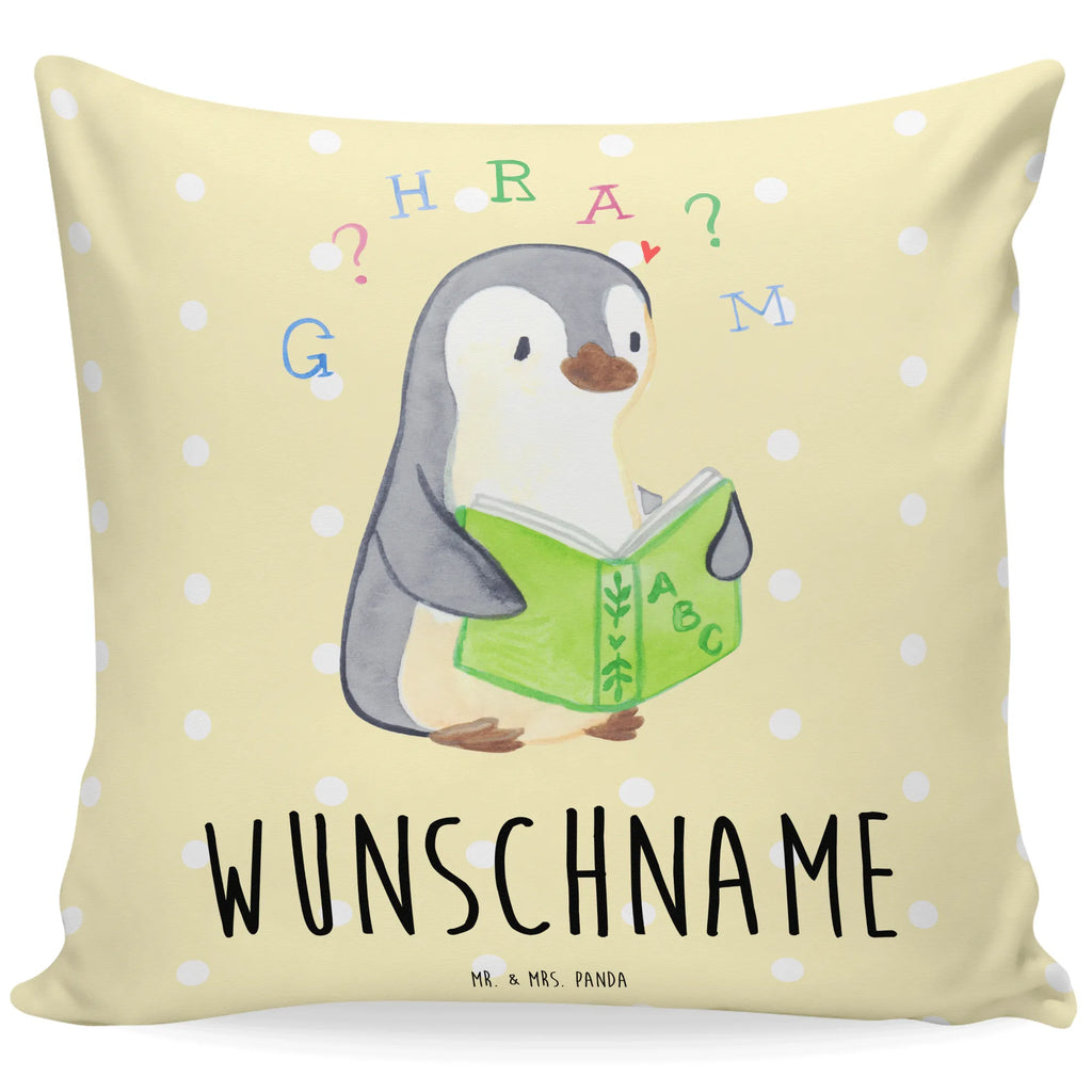 Personalisiertes Kissen Pinguin Legasthenie Kissen, personalisiert, Name, Wunschname, bedrucken, Kopfkissen, Legasthenie, Rechtschreibstörung, Pinguin, Lese-Rechtschreibstörung