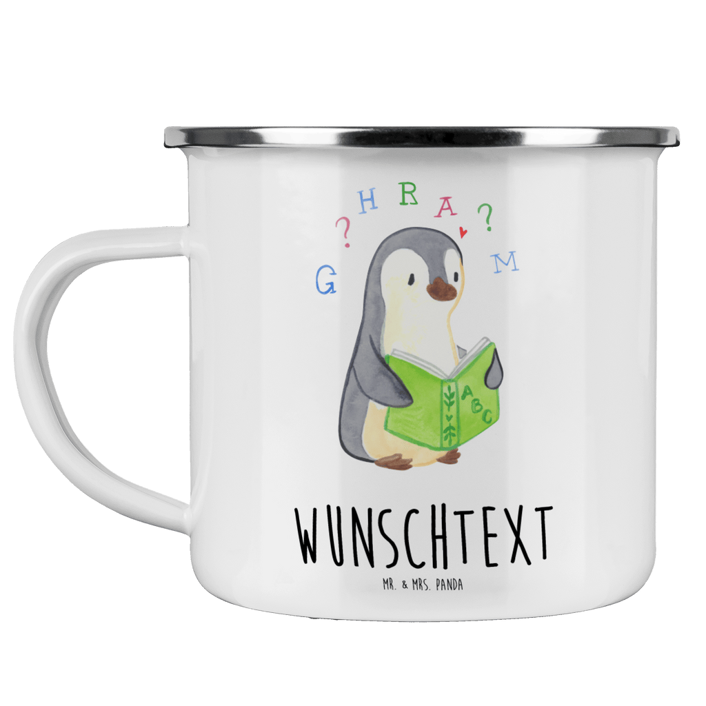 Personalisierte Emaille Tasse Pinguin Legasthenie Emaille Tasse personalisiert, Emaille Tasse mit Namen, Campingtasse personalisiert, Namenstasse, Campingtasse bedrucken, Campinggeschirr personalsisert, tasse mit namen, personalisierte tassen, personalisierte tasse, tasse selbst gestalten, tasse bedrucken, tassen bedrucken, Legasthenie, Rechtschreibstörung, Pinguin, Lese-Rechtschreibstörung