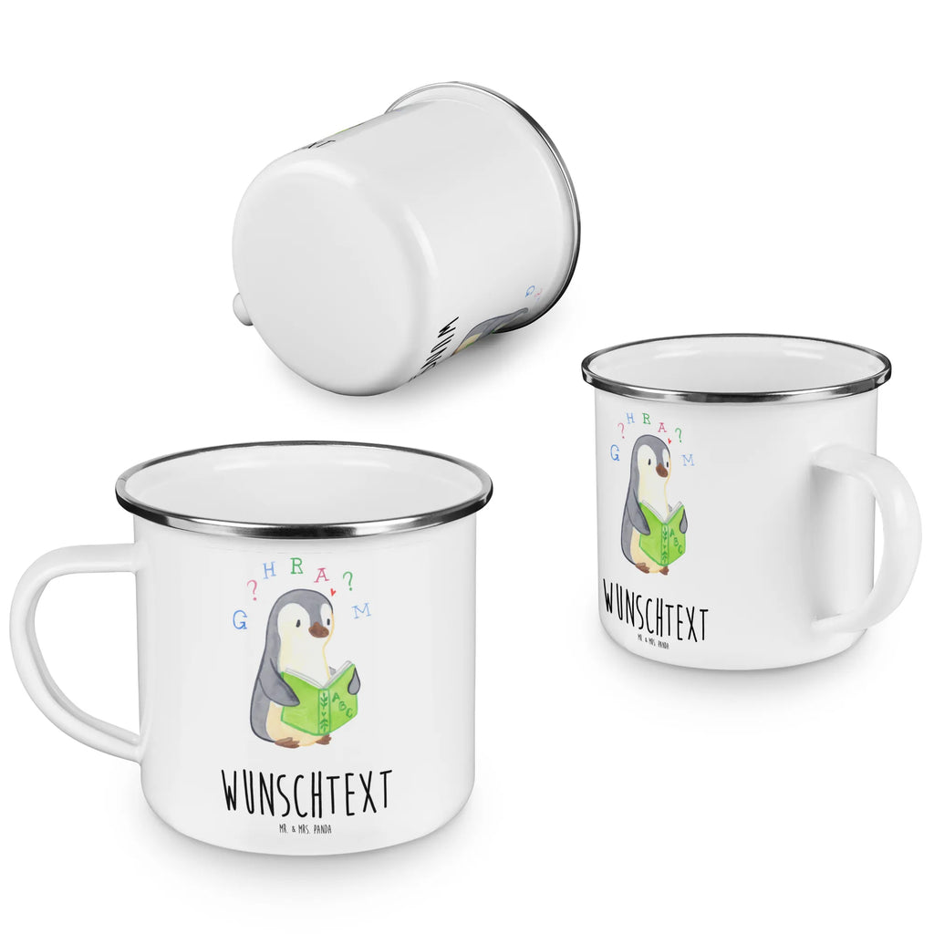 Personalisierte Emaille Tasse Pinguin Legasthenie Emaille Tasse personalisiert, Emaille Tasse mit Namen, Campingtasse personalisiert, Namenstasse, Campingtasse bedrucken, Campinggeschirr personalsisert, tasse mit namen, personalisierte tassen, personalisierte tasse, tasse selbst gestalten, tasse bedrucken, tassen bedrucken, Legasthenie, Rechtschreibstörung, Pinguin, Lese-Rechtschreibstörung