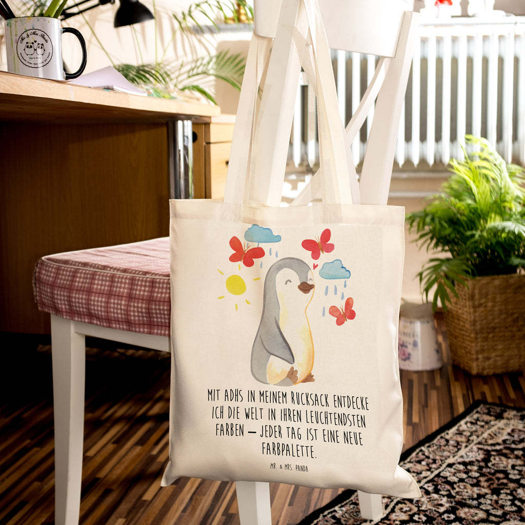 Tragetasche Pinguin ADHS Beuteltasche, Beutel, Einkaufstasche, Jutebeutel, Stoffbeutel, Tasche, Shopper, Umhängetasche, Strandtasche, Schultertasche, Stofftasche, Tragetasche, Badetasche, Jutetasche, Einkaufstüte, Laptoptasche, ADHS, Aufmerksamkeitsdefizitsyndrom, Hyperaktivitätsstörung, Verhaltensstörung, Pinguin