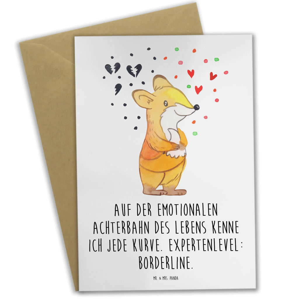 Grußkarte Fuchs Borderline Grußkarte, Klappkarte, Einladungskarte, Glückwunschkarte, Hochzeitskarte, Geburtstagskarte, Karte, Ansichtskarten, Borderline, Borderline-Persönlichkeitsstörung, BPS, Fuchs