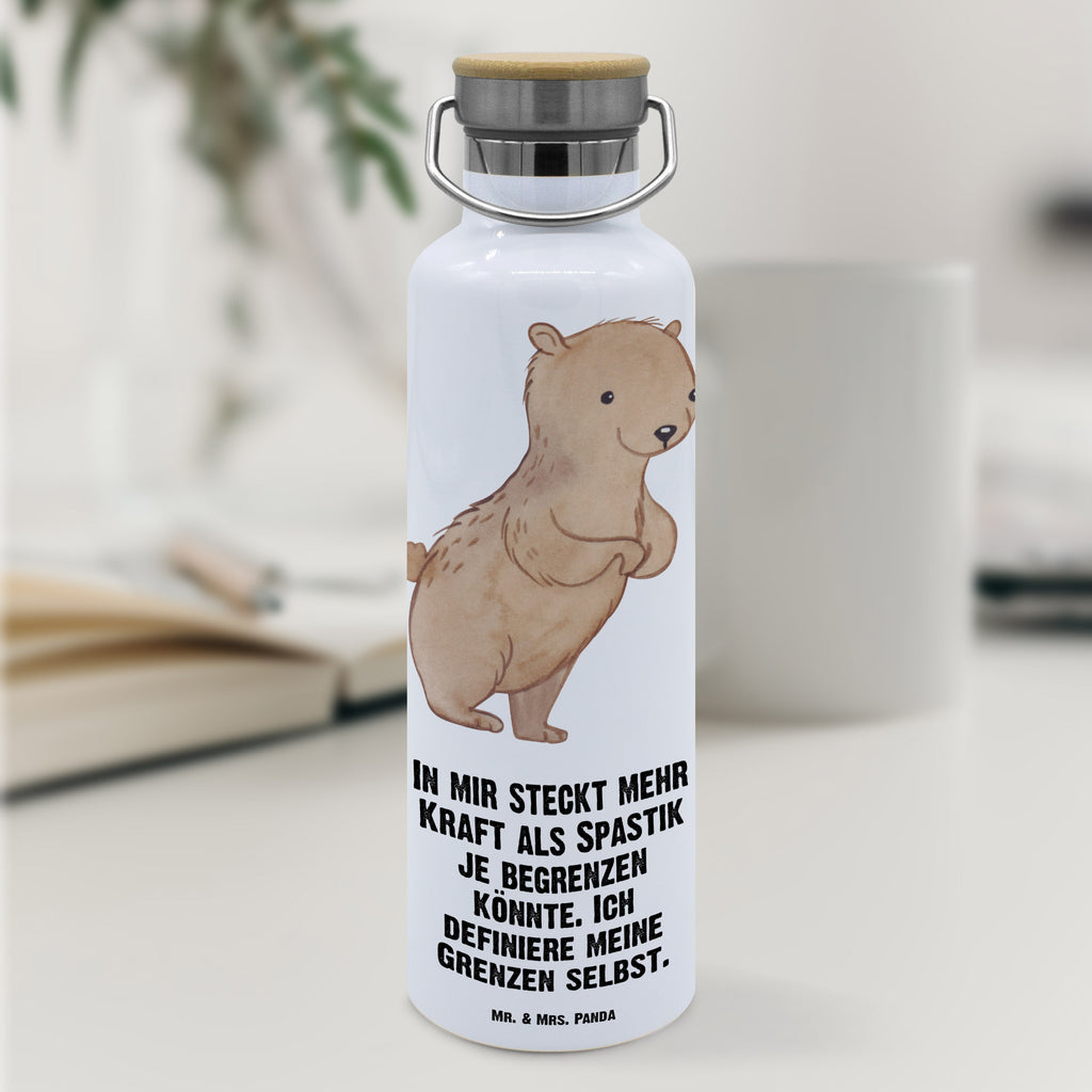 Trinkflasche Bär Spastik Thermosflasche, Isolierflasche, Edelstahl, Trinkflasche, isoliert, Wamrhaltefunktion, Sportflasche, Flasche zum Sport, Sportlerflasche, Spastik, Spasmus, Spastizität, Bär