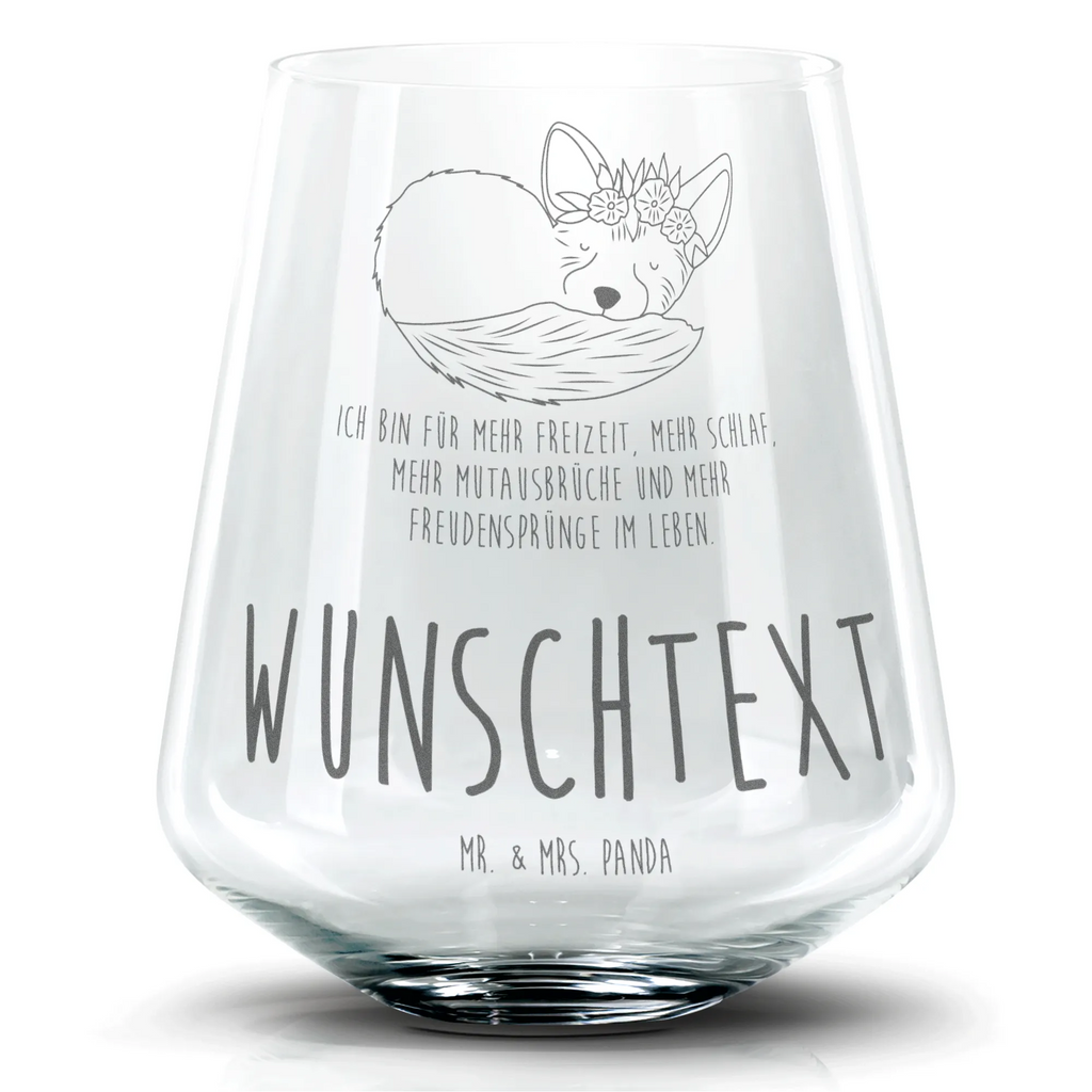 Personalisiertes Cocktail Glas Wüstenfuchs Blumen Cocktail Glas, Cocktailglas mit Gravur, Cocktail Glas mit Sprüchen, Cocktail Glas mit Wunschtext, Afrika, Wildtiere, Wüste, Wüstenfuchs, Blumen, Blumenkranz, Glücklich