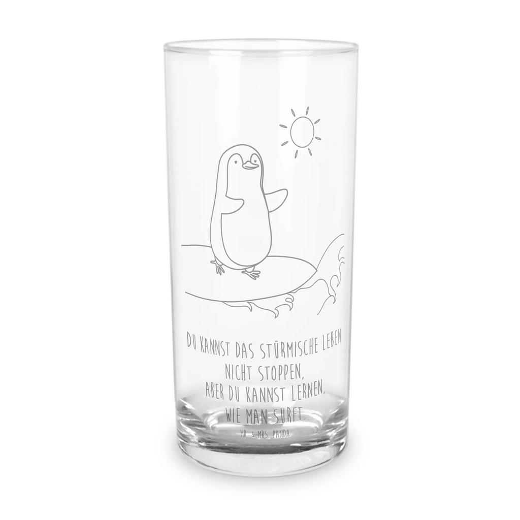 Wasserglas Pinguin Surfer Wasserglas, Glas, Trinkglas, Wasserglas mit Gravur, Glas mit Gravur, Trinkglas mit Gravur, Pinguin, Pinguine, surfen, Surfer, Hawaii, Urlaub, Wellen, Wellen reiten, Portugal