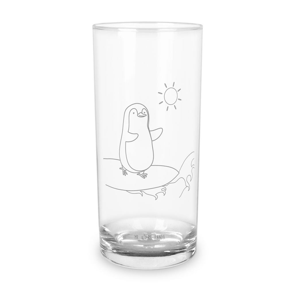 Wasserglas Pinguin Surfer Wasserglas, Glas, Trinkglas, Wasserglas mit Gravur, Glas mit Gravur, Trinkglas mit Gravur, Pinguin, Pinguine, surfen, Surfer, Hawaii, Urlaub, Wellen, Wellen reiten, Portugal