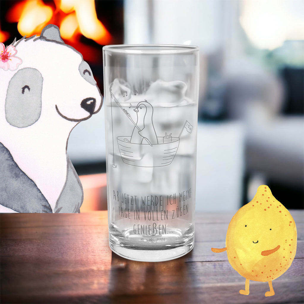 Wasserglas Pinguin Angelboot Wasserglas, Glas, Trinkglas, Wasserglas mit Gravur, Glas mit Gravur, Trinkglas mit Gravur, Pinguin, Pinguine, Angeln, Boot, Angelboot, Lebenslust, Leben, genießen, Motivation, Neustart, Neuanfang, Trennung, Scheidung, Geschenkidee Liebeskummer