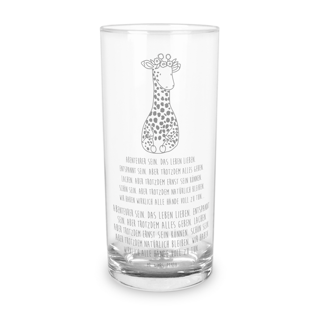 Wasserglas Giraffe Blumenkranz Wasserglas, Glas, Trinkglas, Wasserglas mit Gravur, Glas mit Gravur, Trinkglas mit Gravur, Afrika, Wildtiere, Giraffe, Blumenkranz, Abenteurer, Selbstliebe, Freundin