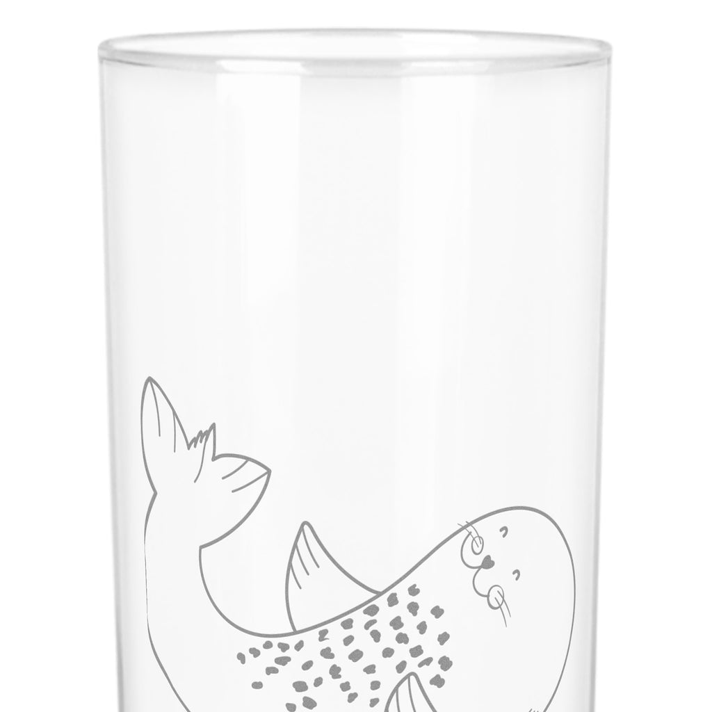 Wasserglas Robbe liegend Wasserglas, Glas, Trinkglas, Wasserglas mit Gravur, Glas mit Gravur, Trinkglas mit Gravur, Tiermotive, Gute Laune, lustige Sprüche, Tiere, Robbe, Robben, Seehund, Strand, Meerestier, Ostsee, Nordsee, Lachen, Freude