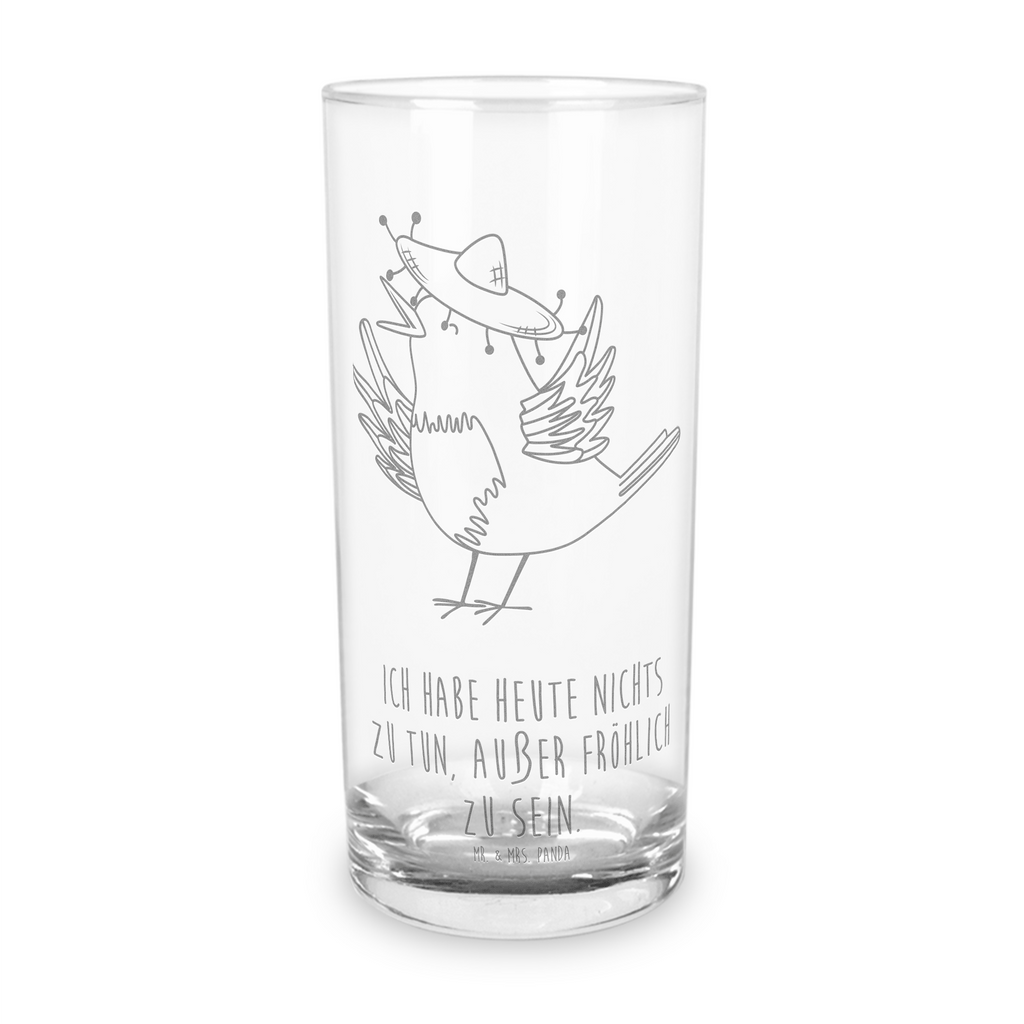 Wasserglas Rabe mit Sombrero Wasserglas, Glas, Trinkglas, Wasserglas mit Gravur, Glas mit Gravur, Trinkglas mit Gravur, Tiermotive, Gute Laune, lustige Sprüche, Tiere, Rabe, Vogel, Vögel, Spruch positiv, fröhlich sein, glücklich sein, Glück Spruch, froh, Elster, Motivation