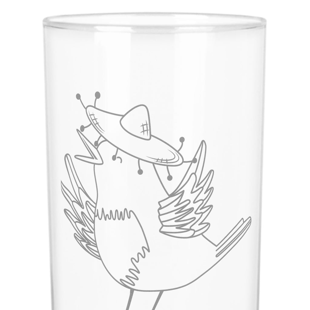 Wasserglas Rabe mit Sombrero Wasserglas, Glas, Trinkglas, Wasserglas mit Gravur, Glas mit Gravur, Trinkglas mit Gravur, Tiermotive, Gute Laune, lustige Sprüche, Tiere, Rabe, Vogel, Vögel, Spruch positiv, fröhlich sein, glücklich sein, Glück Spruch, froh, Elster, Motivation