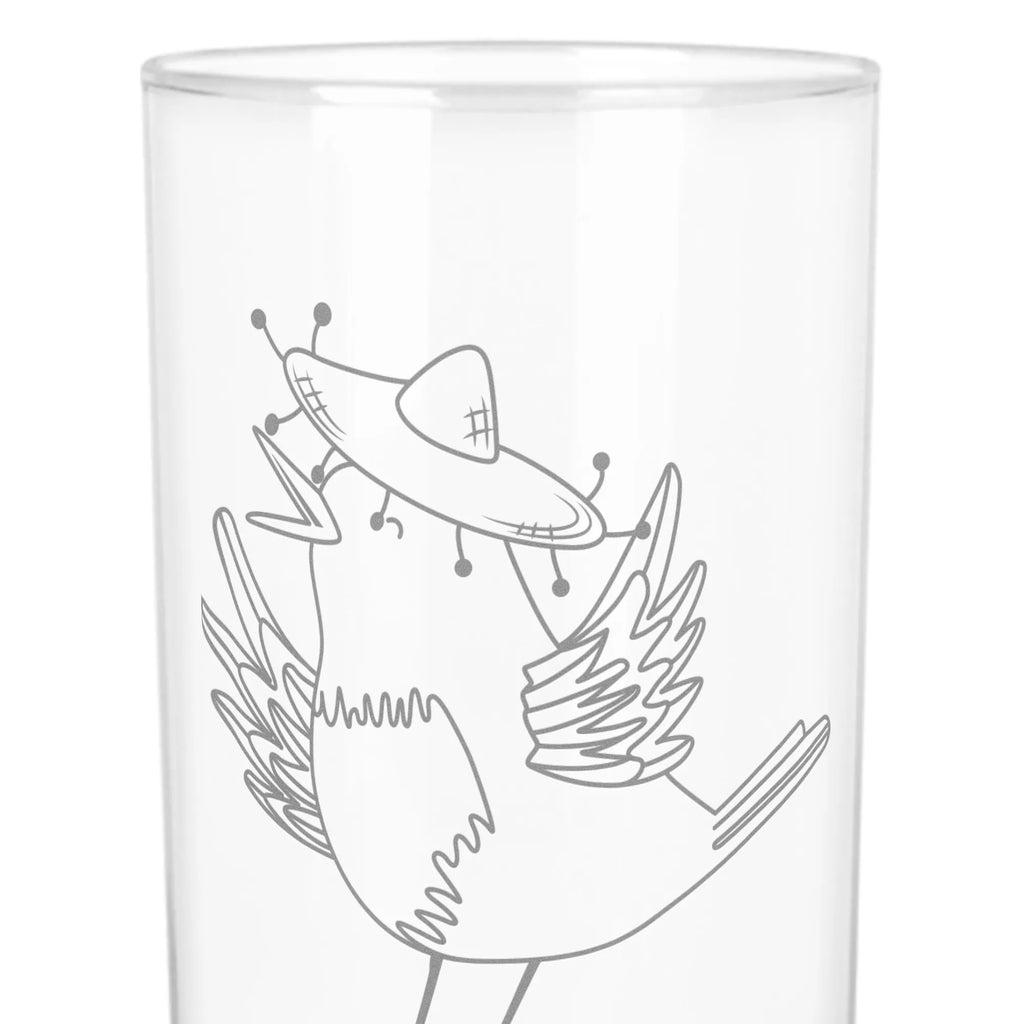 Wasserglas Rabe mit Sombrero Wasserglas, Glas, Trinkglas, Wasserglas mit Gravur, Glas mit Gravur, Trinkglas mit Gravur, Tiermotive, Gute Laune, lustige Sprüche, Tiere, Rabe, Vogel, Vögel, Spruch positiv, fröhlich sein, glücklich sein, Glück Spruch, froh, Elster, Motivation