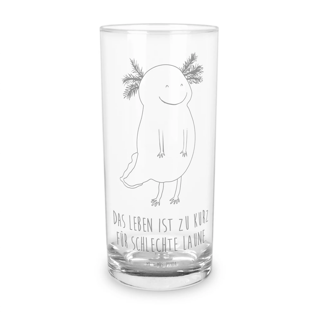 Wasserglas Axolotl glücklich Wasserglas, Glas, Trinkglas, Wasserglas mit Gravur, Glas mit Gravur, Trinkglas mit Gravur, Axolotl, Molch, Axolot, Schwanzlurch, Lurch, Lurche, Motivation, gute Laune