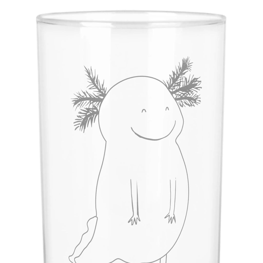 Wasserglas Axolotl glücklich Wasserglas, Glas, Trinkglas, Wasserglas mit Gravur, Glas mit Gravur, Trinkglas mit Gravur, Axolotl, Molch, Axolot, Schwanzlurch, Lurch, Lurche, Motivation, gute Laune