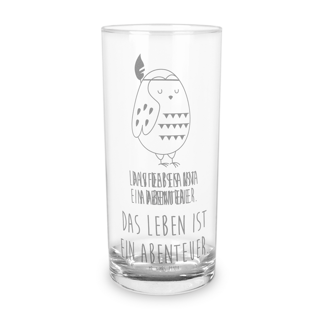 Wasserglas Eule Federschmuck Wasserglas, Glas, Trinkglas, Wasserglas mit Gravur, Glas mit Gravur, Trinkglas mit Gravur, Eule, Eule Deko, Owl, Das Leben ist ein Abenteuer, Reisespruch, Federschmuck, Dekoration