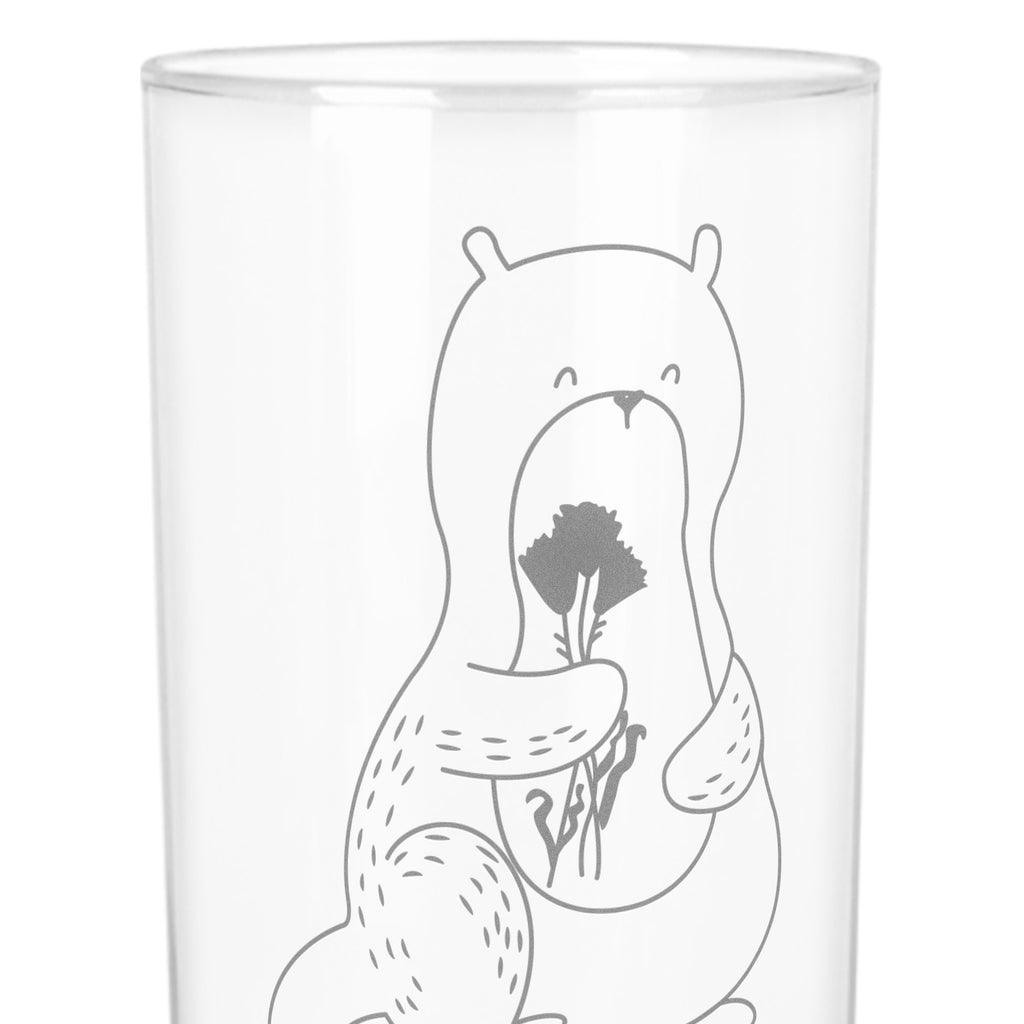 Wasserglas Otter Blumenstrauß Wasserglas, Glas, Trinkglas, Wasserglas mit Gravur, Glas mit Gravur, Trinkglas mit Gravur, Otter, Fischotter, Seeotter, Otter Seeotter See Otter