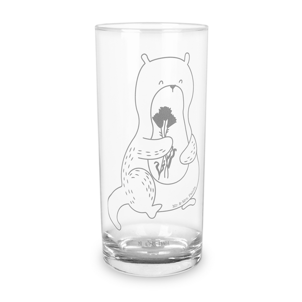 Wasserglas Otter Blumenstrauß Wasserglas, Glas, Trinkglas, Wasserglas mit Gravur, Glas mit Gravur, Trinkglas mit Gravur, Otter, Fischotter, Seeotter, Otter Seeotter See Otter